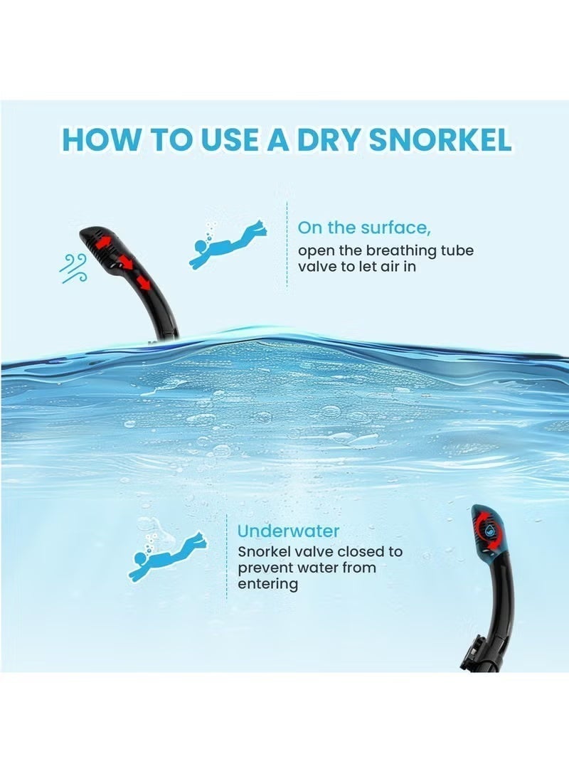 معدات الغطس للبالغين ، مجموعة الغطس الجافة ، قناع الغطس البانورامي الواسع الرؤية 180 درجة ، قناع الغطس التنفس المجاني لرحلات الغطس والغطس والسباحة - Image 4